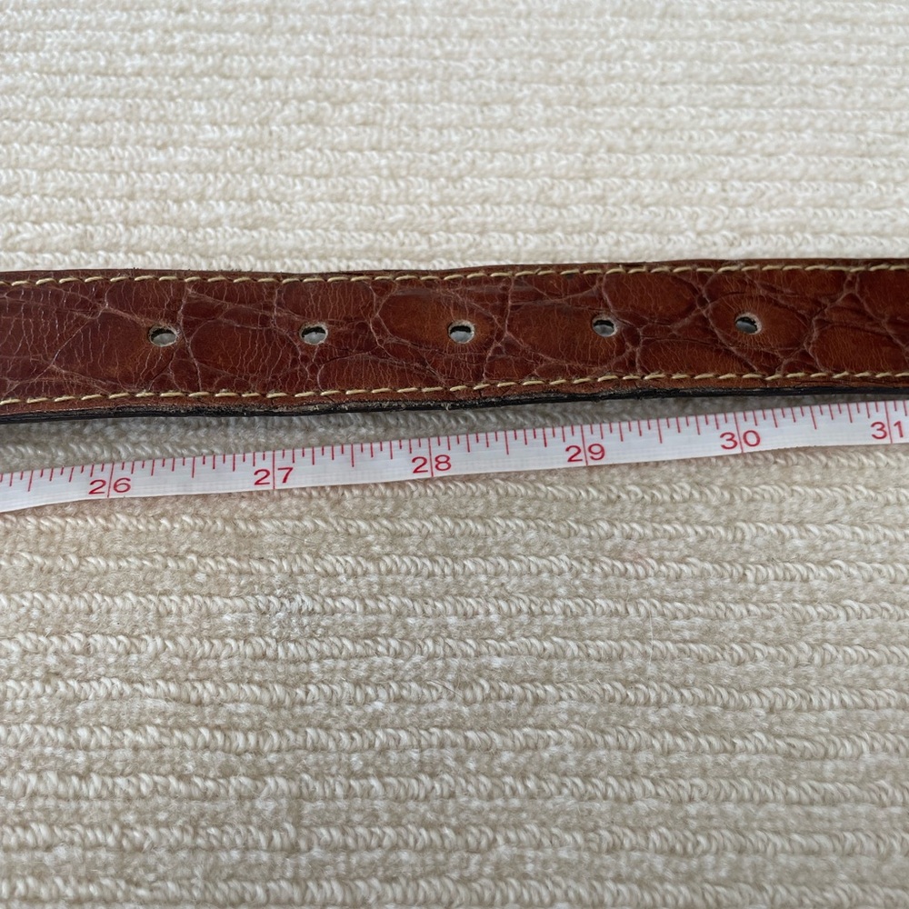 Women's Brown Leather Belt with Gold-Tone Accents - Picture 12 of 12